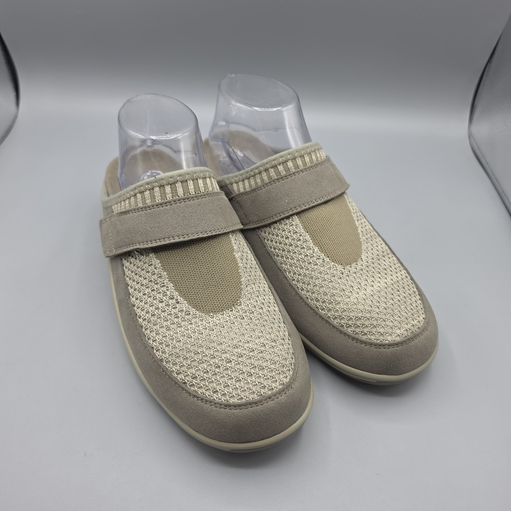 Orthofeet Louise Mules Womens 9 B Tan Beige Mesh Suede Slip On Comfort Shoes